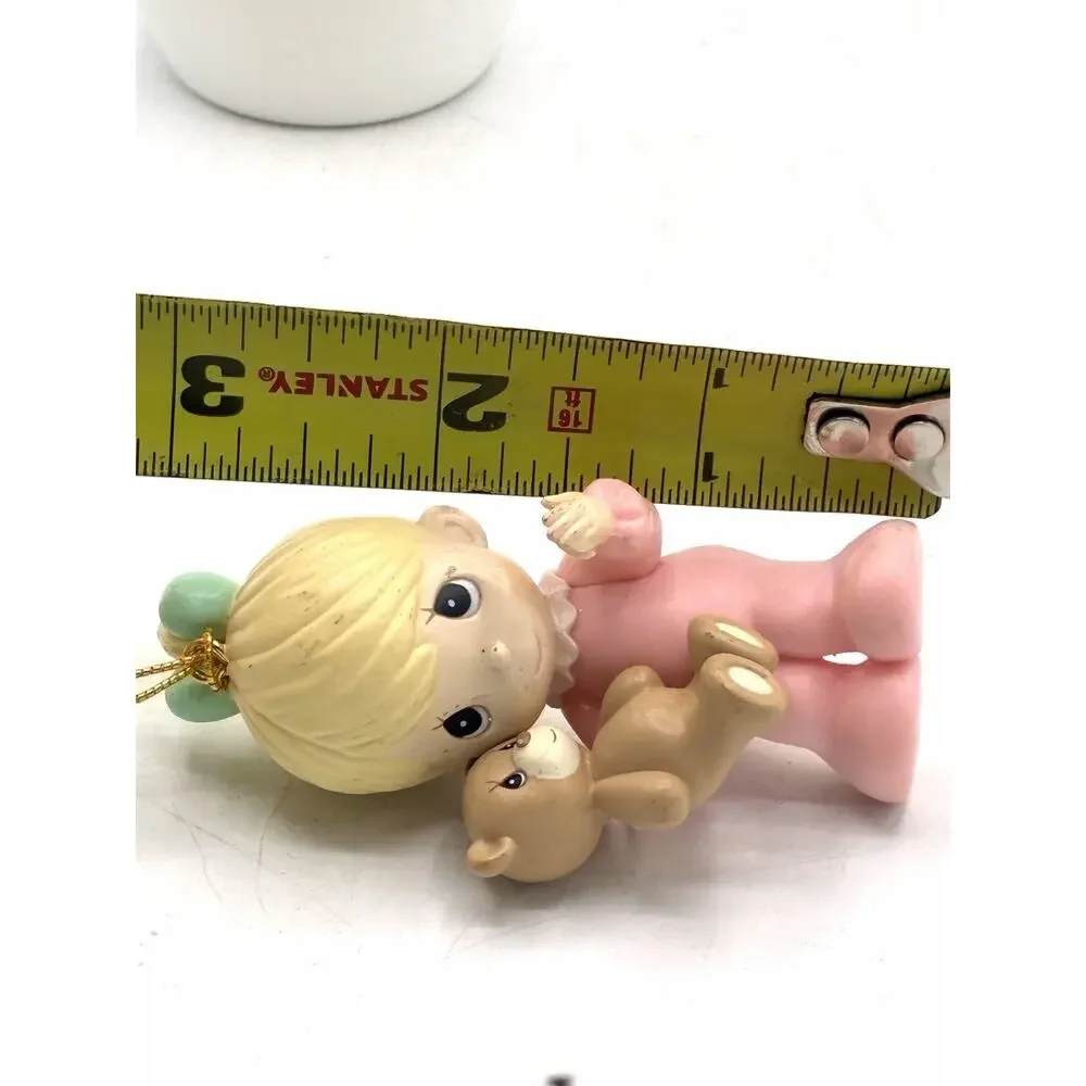 Vintage 1995 Precious Moments Girl Teddy Bear Christmas Ornament PMI